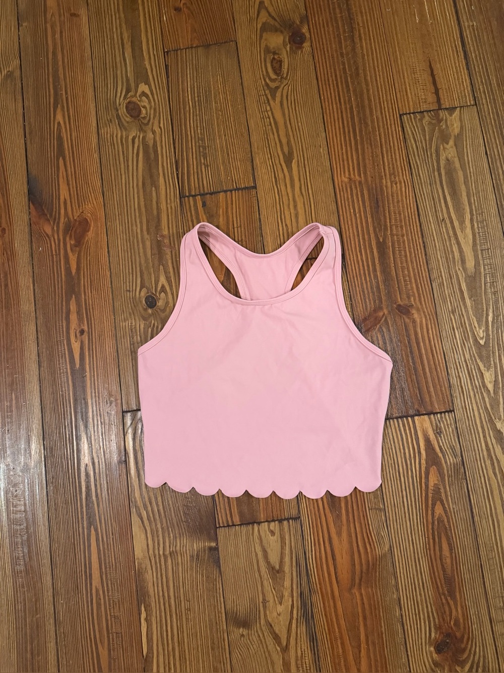 Pink Scalloped Hem Racerback Crop Top